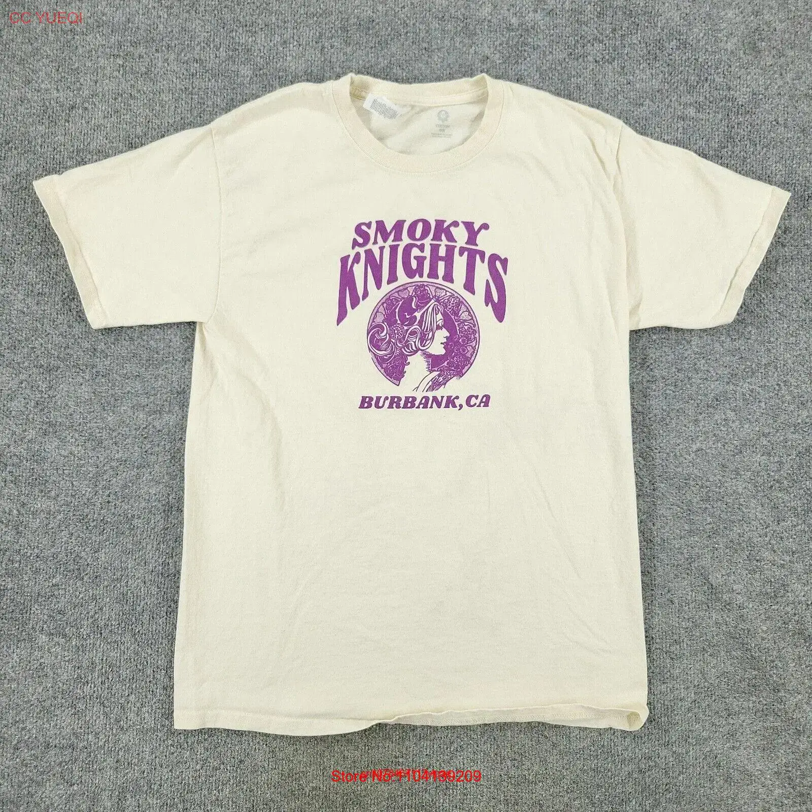 Smoky Knights T Shirt Men's Medium Beige Logo Burbank CA  long or short sleeves