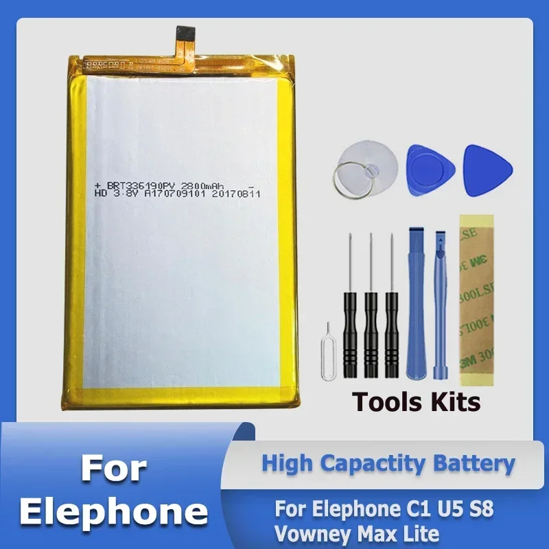 

2023 New ElephoneC1Max ElephoneVowney ElephoneS8 ElephoneU5 ElephoneC1 Battery For Elephone C1 U5 S8 Vowney Max Lite + Tool