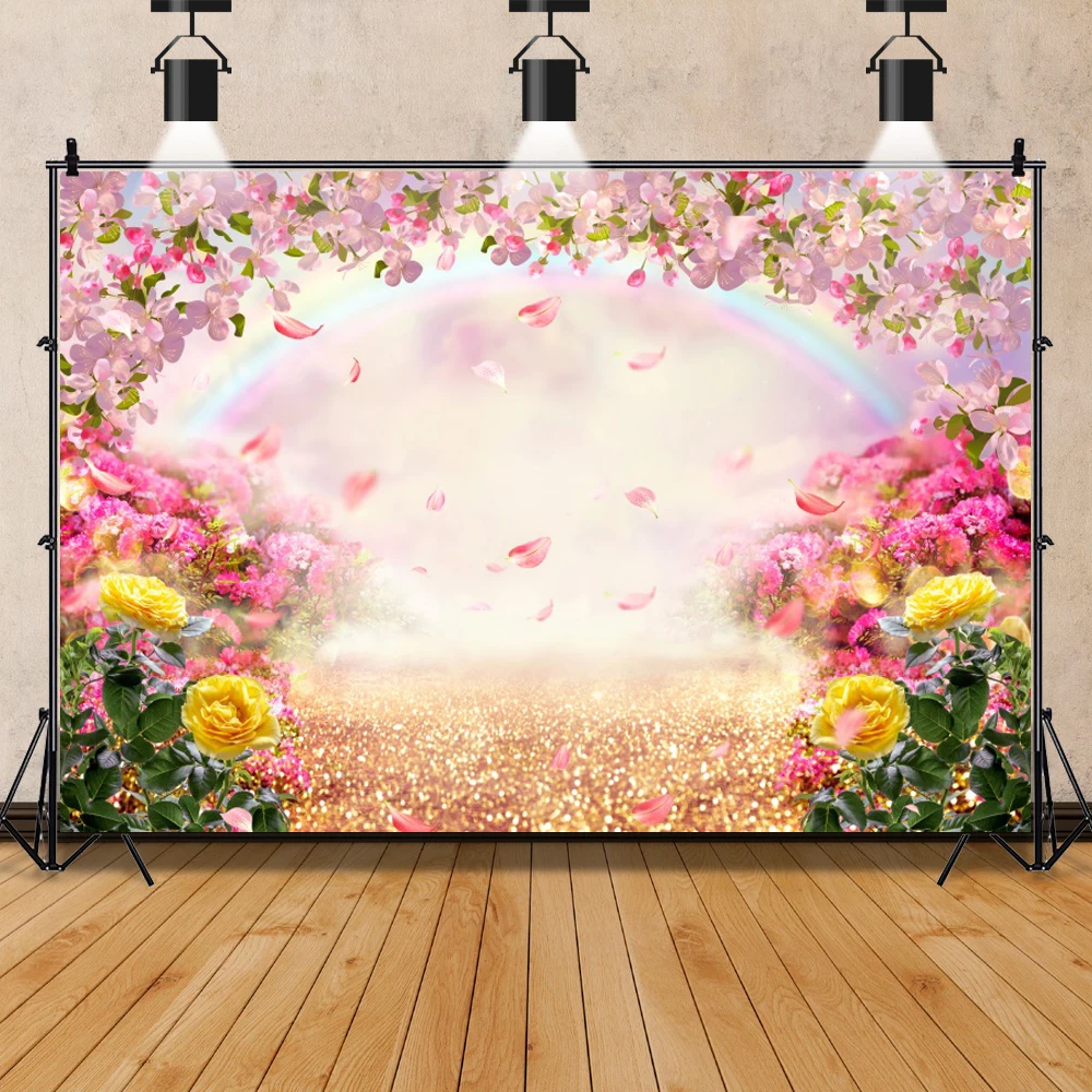 Laeacco Spring Backdrops Blossom Flowers Grass Vine Park Garden Scenic Photography Backgrounds Photocall Photo Studio