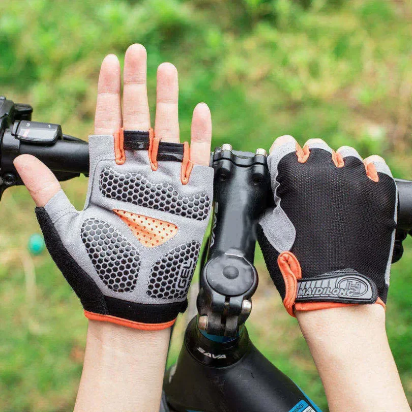 Women Cycling Bicycle Gloves Half Finger Gym Gloves Men Mitten Breathable Anti-slip Glove Fitness Sport Training Glove Wholesale