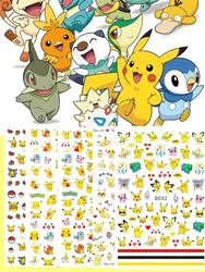 1PCS Cartoon Kawaii Pokémon Nail Stickers 3D Sanrio Hello Kitty Stickers For Nails Nails Accesories Anime Kuromi Nail Supplies