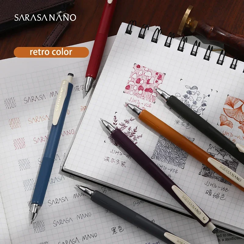 ZEBRA SARASA NANO Gel Pen JJH72 Low Center of Gravity Retro Color Signature Pen 0.3/0.38mm Office School Supplies Stationery