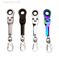Creative 10mm Ratchet Wrench Mini Shaped JDM Metal Racing Keychain Key Chain Ring Keyring Adjustable Wrench Tools