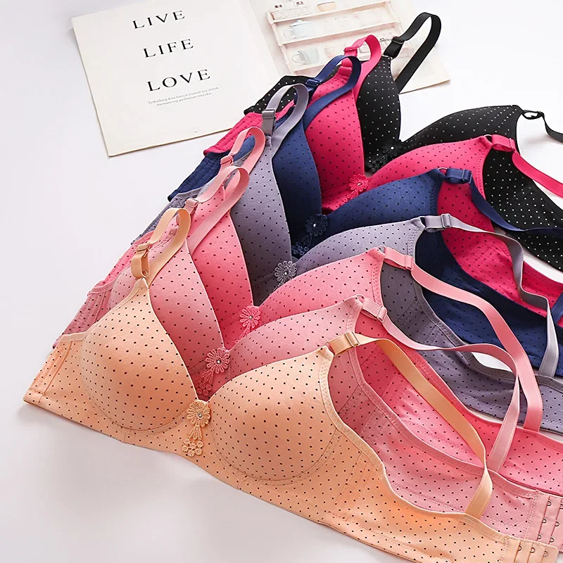 여성용 속옷, 언더 와이어드 없음, 편안하고 통기성 있는 주름진 비자성 얇은 컵, 광택 있는 뚱뚱한 자매 브래지어, 라지 사이즈