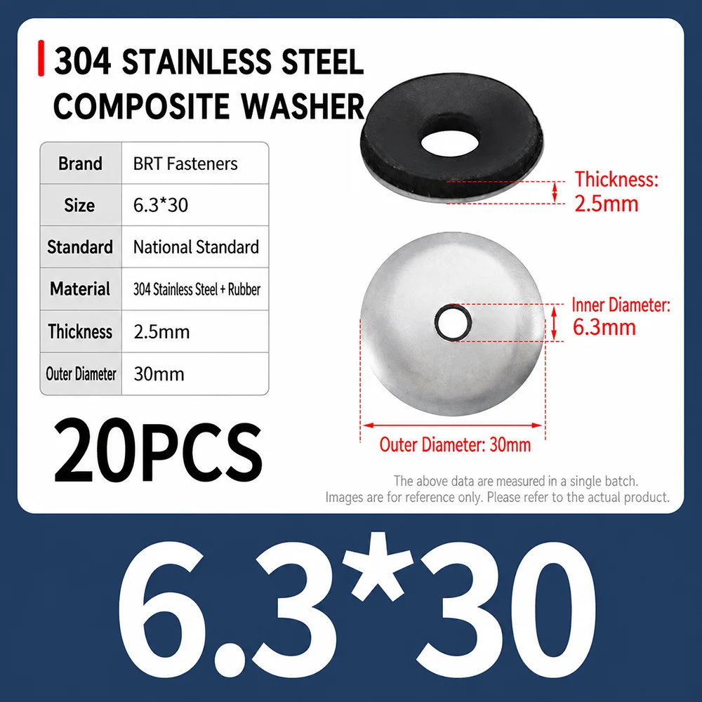 1Set 304 Stainless Steel Stainless Steel Sealing Washer M4.2 M4.8 M5.5 M6.3 M8 M10 M12 One Pcs Design EPDM Bonded Sealing Washer