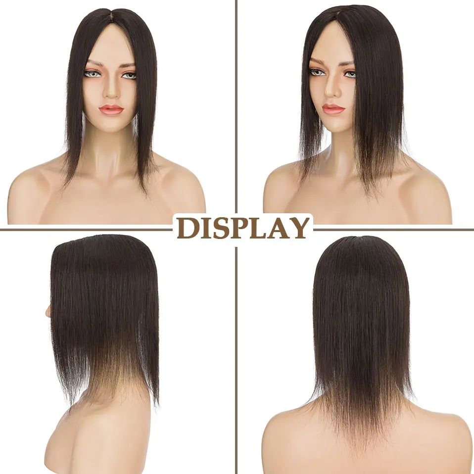 سيجو 2 "x 6" الحرير قاعدة الشعر القبعات العالية للنساء 100% شعر بشري حقيقي 12/16 بوصة خط فروة الرأس القبعات العالية إضافة حجم خصلات شعر للنساء