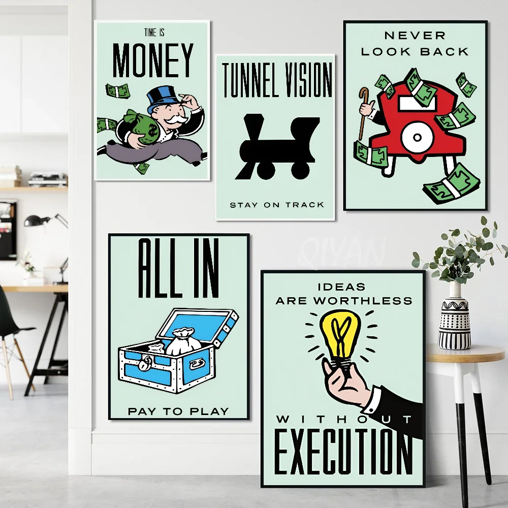 Monopoly Time Is Money Mural Inspirational Poster Stickers Art Wall Murals Decor Game Room Decor Gifts HD Painting