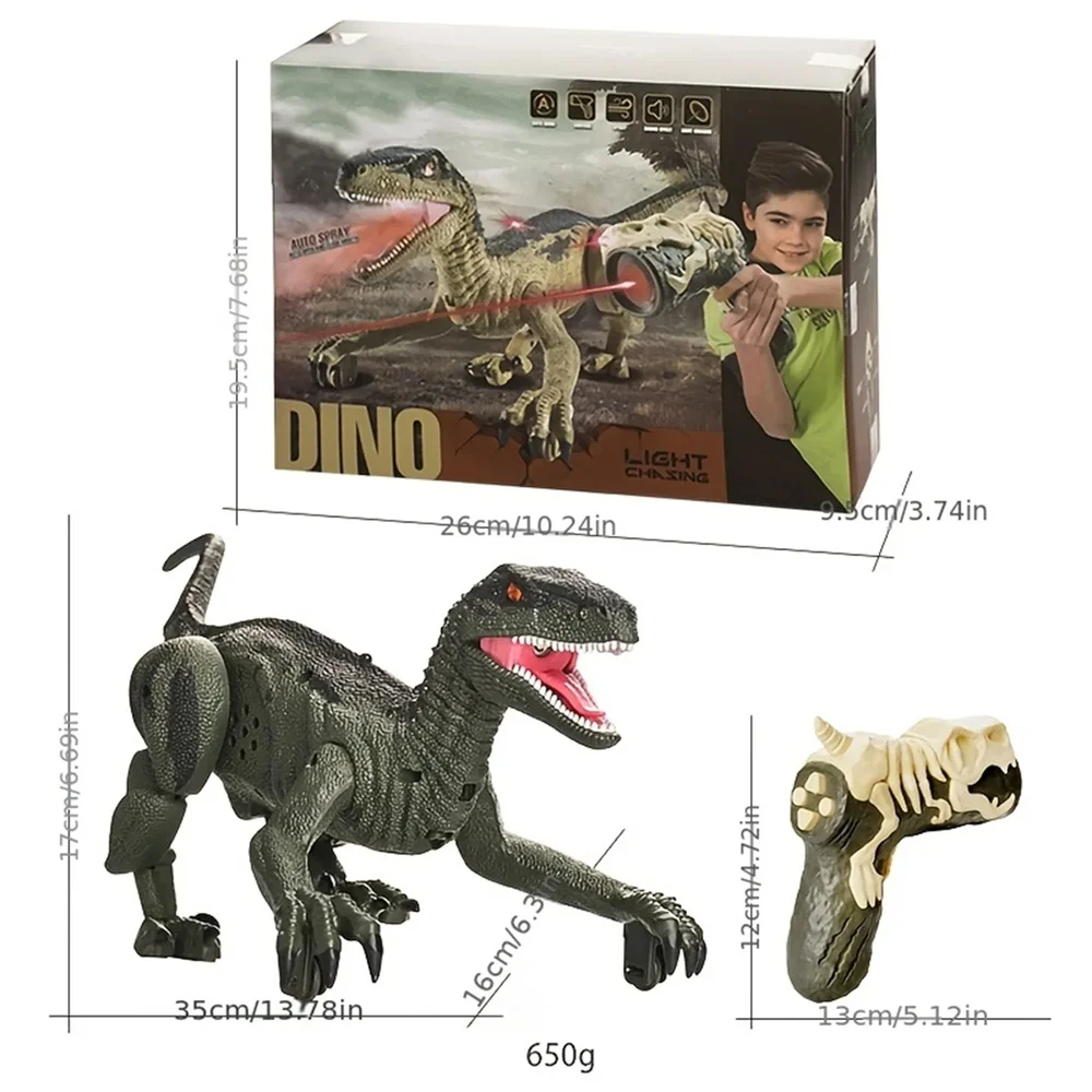 Remote Control Dinosaur Toys Kids RC Electric Walking Jurassic Dinosaur Simulation Velociraptor Toy With LED Light and Roaring