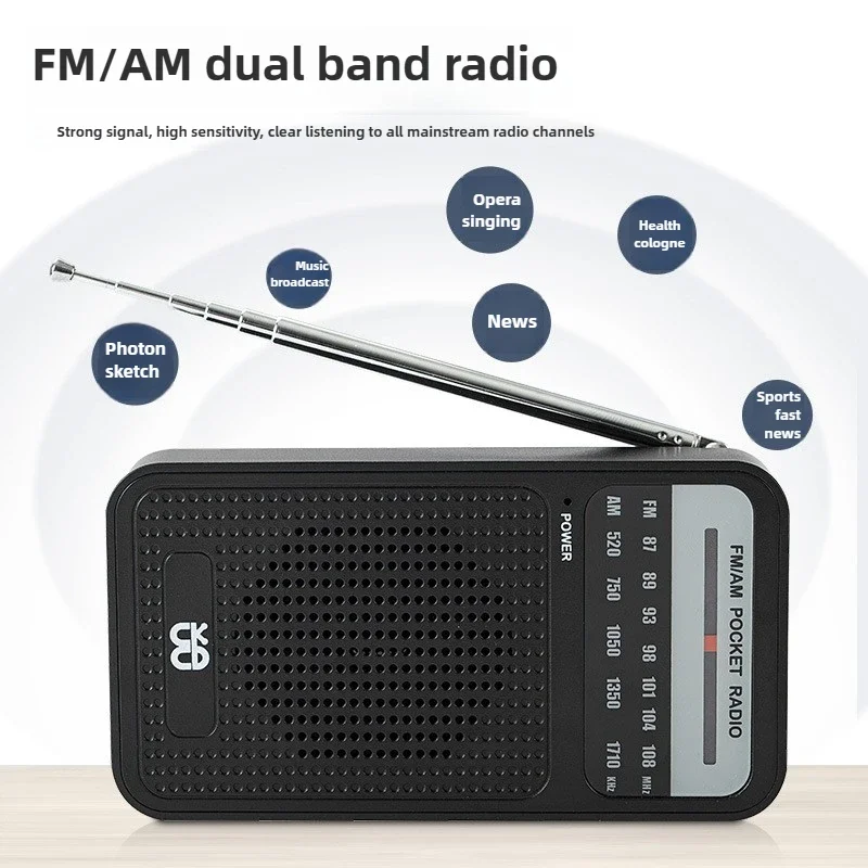 Portable Radio Mini AM FM Pointer Pocket Radio for Indoor Outdoor Camping Emergency Use