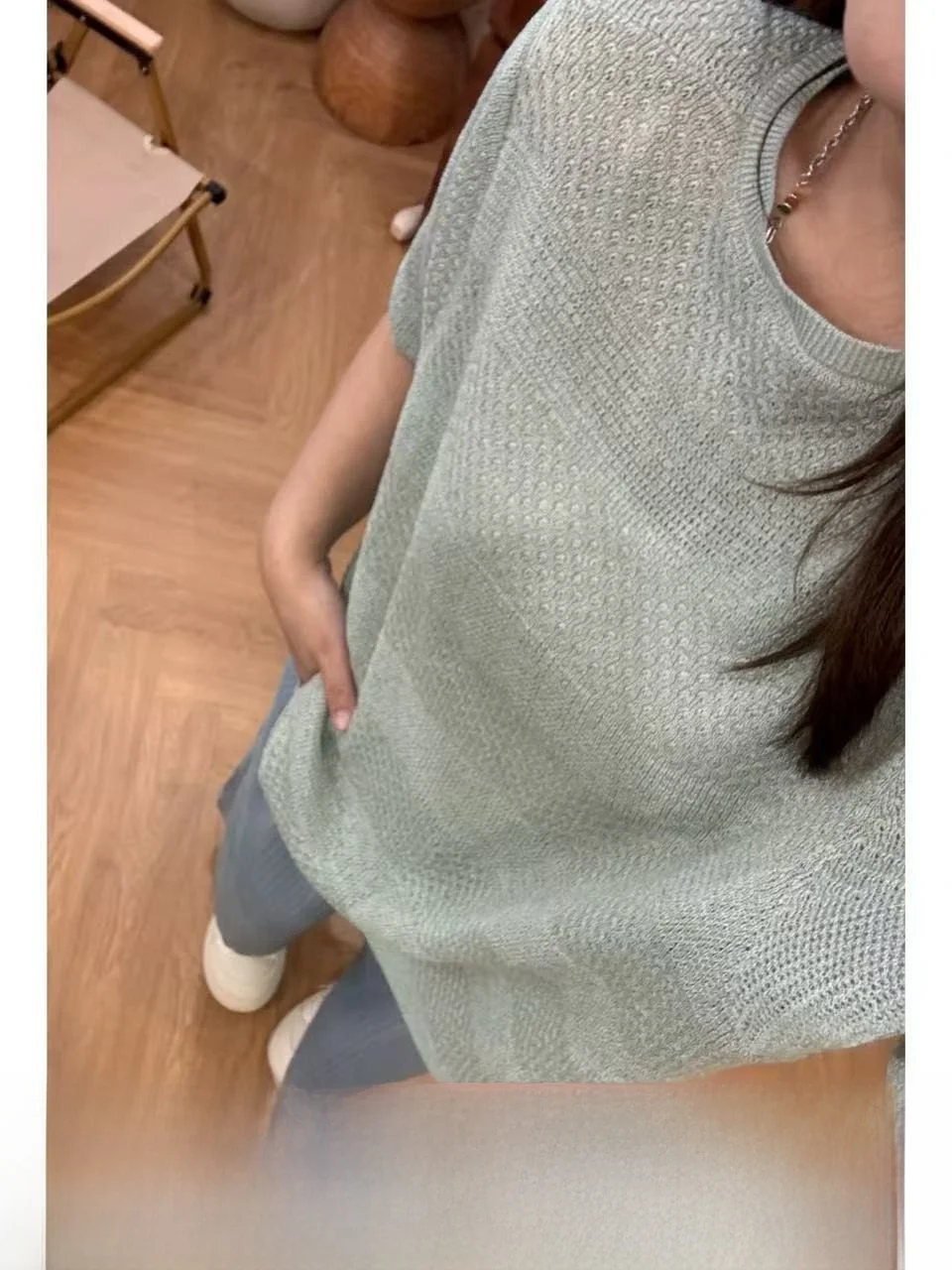 

Slimming Faionable Casual Loose round Ne Top Simple Elegance JINGU mat Tea Talk round Ne Loose Top for Young Women