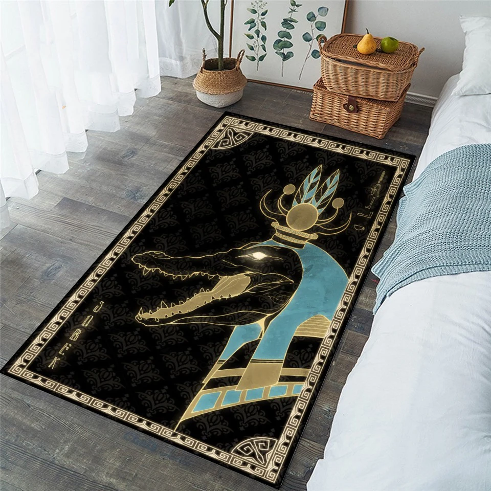 Cool Egyptian Gods themed rugs for living room decor floor  and bedroom  home rug decor, stain resistant  mats