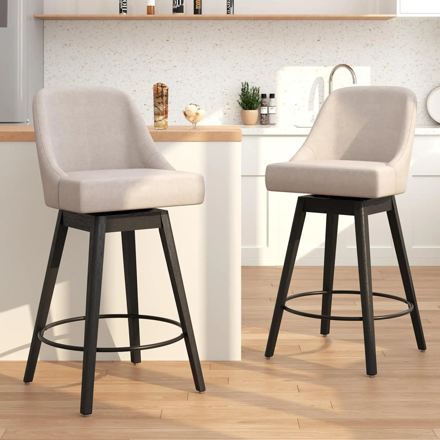 

Комплект поворотных барных стульев с мягкой подушкой на спинку, 29 дюймов, кухонный остров середины века по индивидуальному заказу