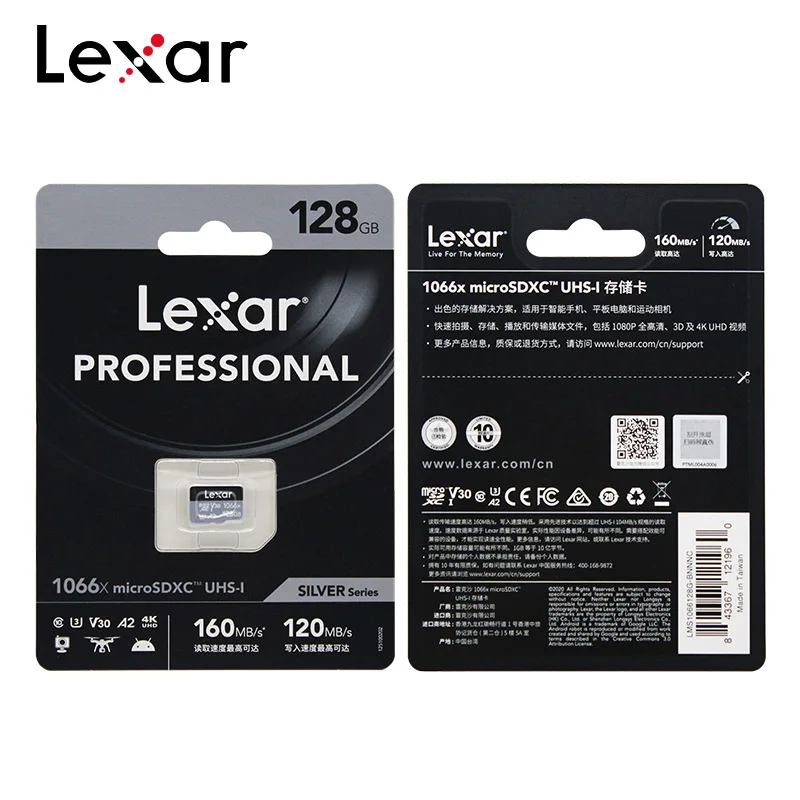 Original Lexar Professional Micro SDการ์ด1066X64GB 128GB 256GB V30 A2 Class 10 SDXCสูงสุด160เมกะไบต์/วินาทีสำหรับกล้อง