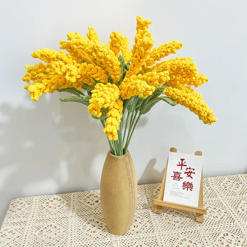 Barley Immortal Flower Bouquet Hand-crocheted Artificial Yarn Flower  Graduation Season Gift