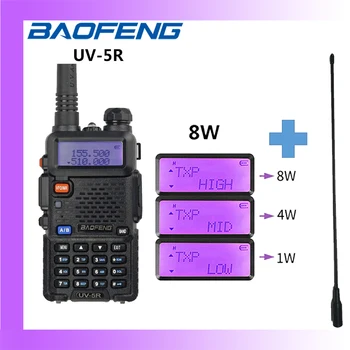 Baofeng Walkie Talkie UV 5R 5W 8W Dual Band Ham Two Way Radio Vhf Uhf FM Radio Handheld Transceiver Hunting 16KM