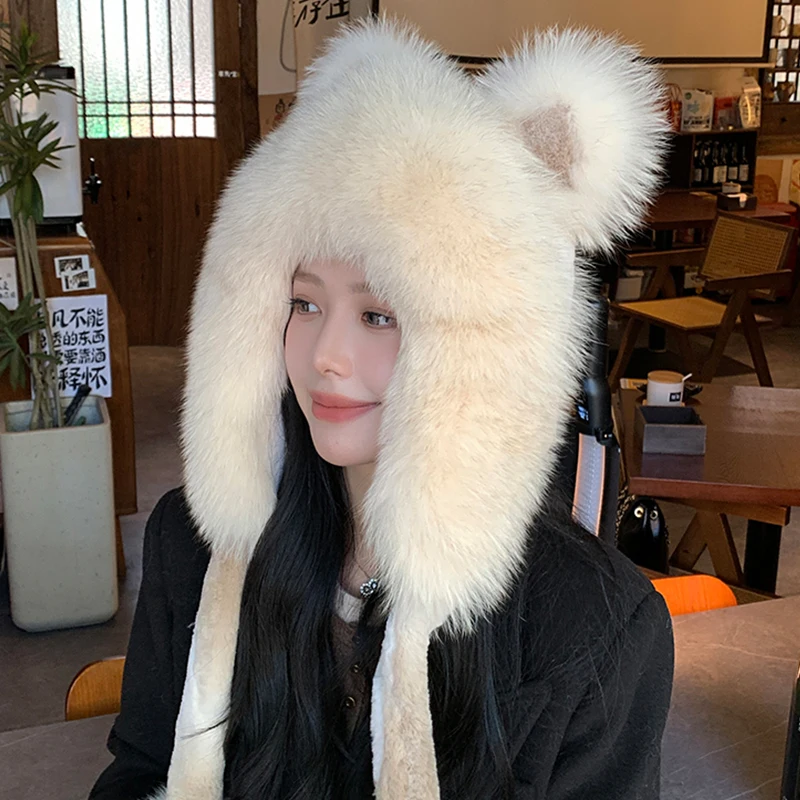 Hot High-end Luxury Fur Hat Men's Fox Fur Hat Lei Feng Cap Ear Cap Fur Necessary Hat Real Fur Hat 100% Sheeepspkin Top Fox Hat
