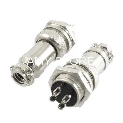 AC 200V 5A 16mm Thread Dia 4-Pin 4 Pin Screw Aviation Connector Plug