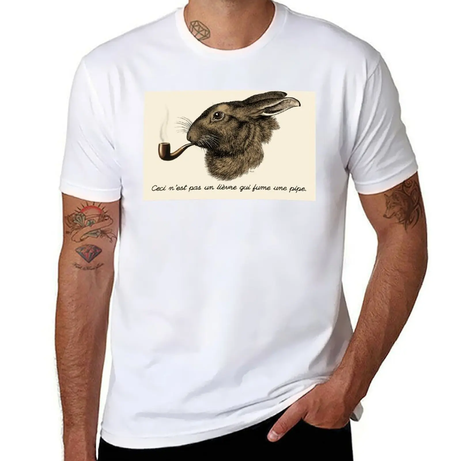 

Magritte shirt t hare smoking for a Parody - summer a t pack man t man T-Shirt shirts not graphic shirt man pipe. is This white