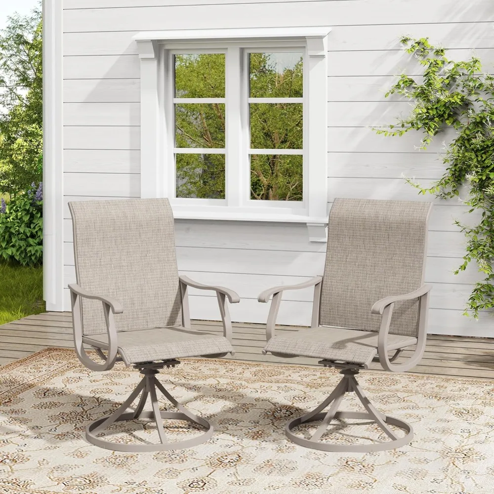 

Patio Swivel Dining Chairs Set of 2, Outdoor Swivel Dining Chairs with Textilene Breathable Back and Seat for Backyard