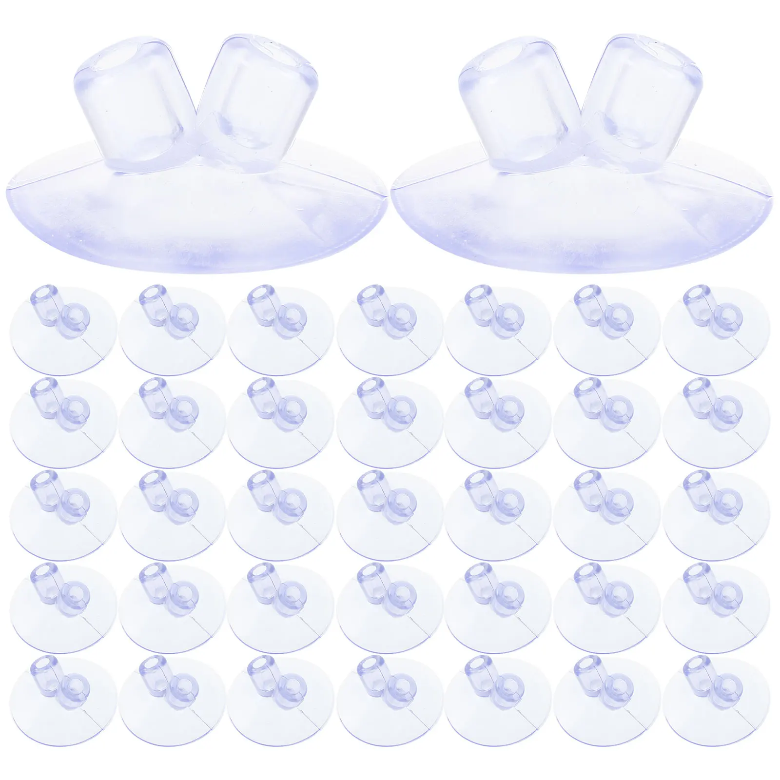 100 Pcs 35mm Transparent Suction Cups Double Hole Flagpole Holder Strong Grip Glass Desk Office Libraries Storage