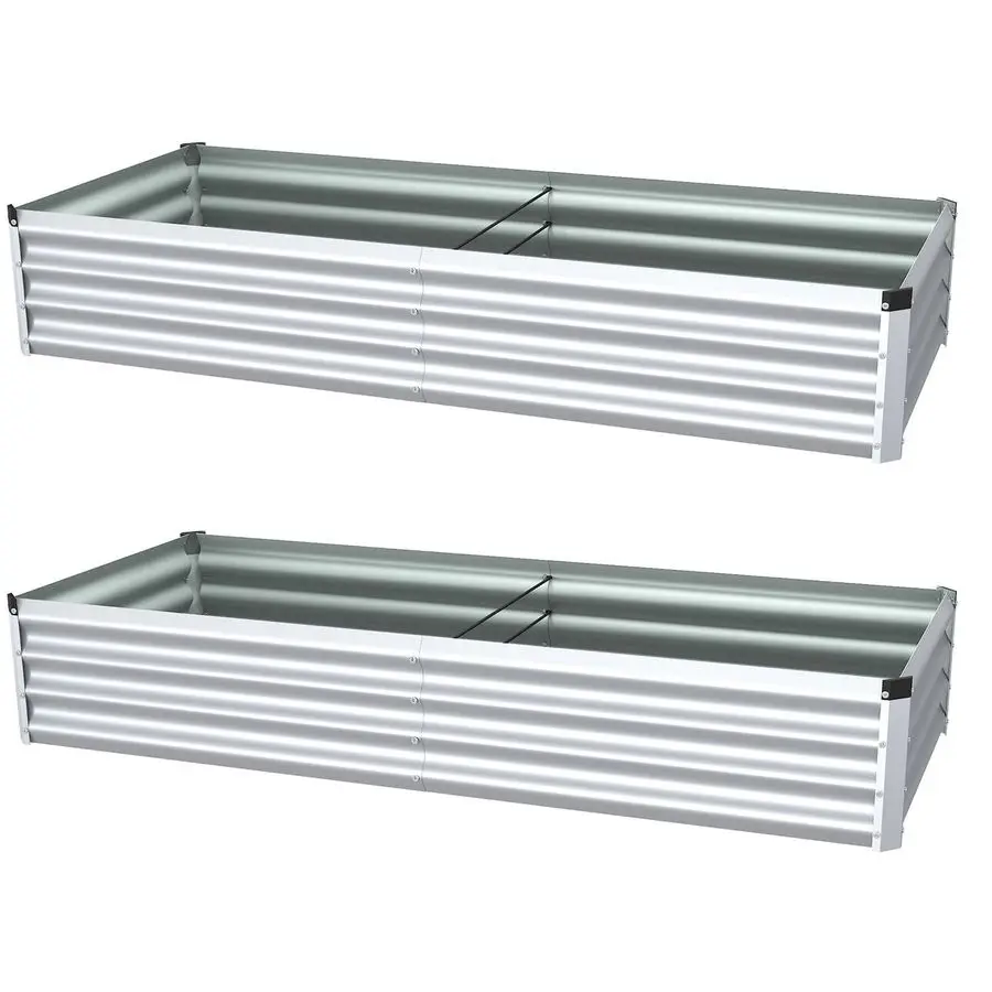 

Приподнятая грядка, 621 фут, металлический комплект для выращивания овощей с глубокими корнями, цветов, листовой зелени и трав, серебристый, 2 шт.