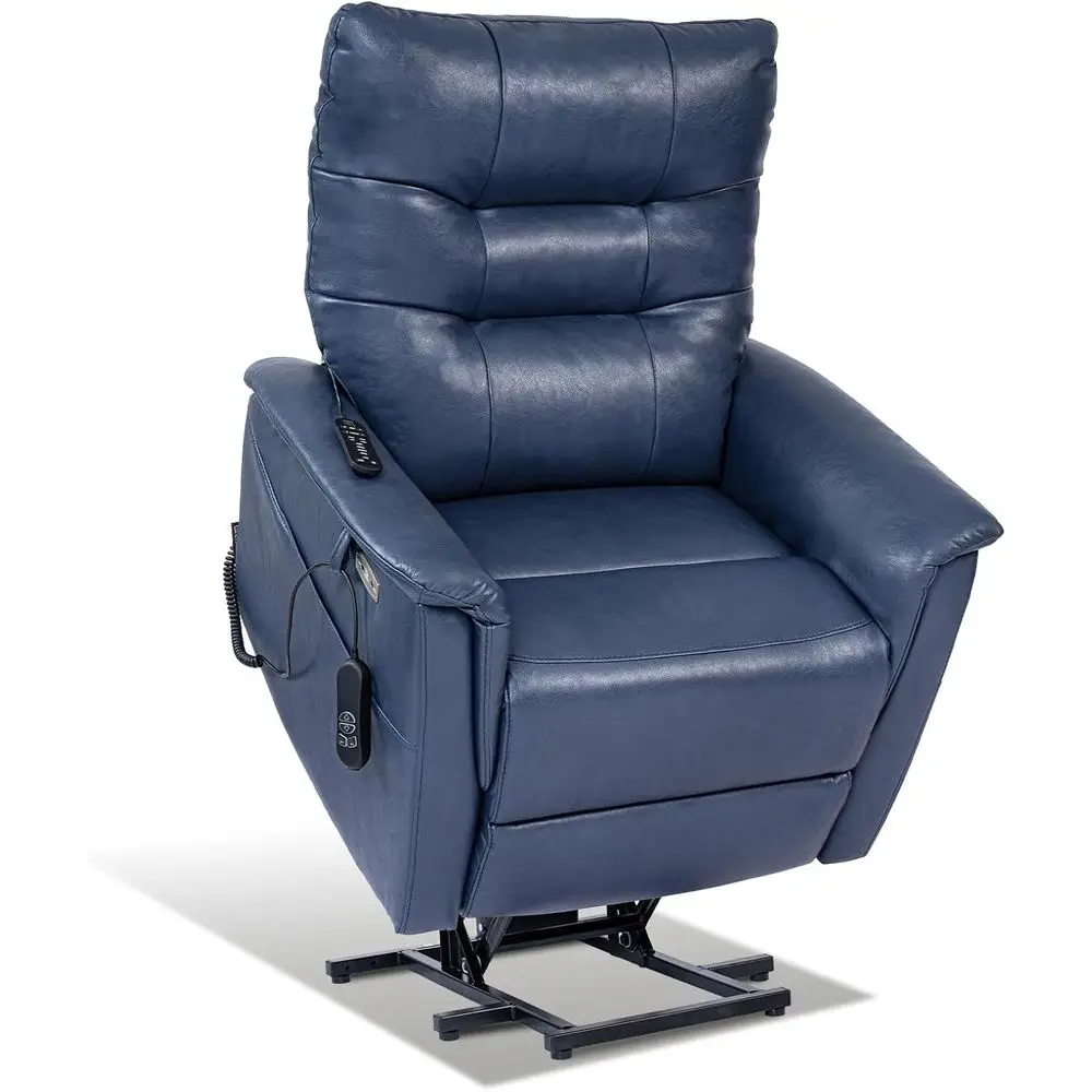 

Elderly-Friendly Electric Recliner with Lumbar Support, Heat, Massage, USB-C, and Breathable Leather, Ideal for Small Spaces, Na
