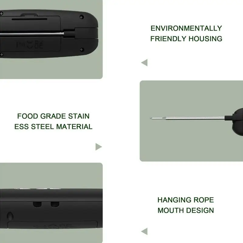 Direct afleesbare vleesthermograaf Waterdichte, direct afleesbare voedselthermograaf Voedselthermograaf met sonde voor het grillen van rokergebraden