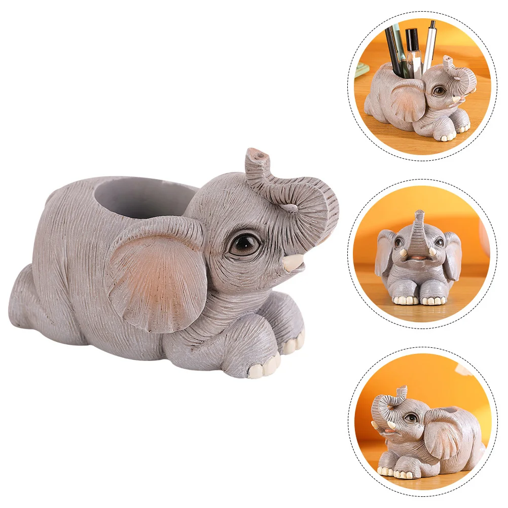 

Elephant Pen Holder Cute Desk Organizer For Pencil Marker Makeup Brush Storage Office School Home Decor Accessory