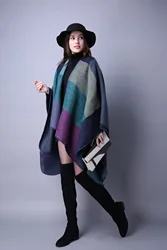 Luxury Brand Ponchos Coat Imitation Cashmere Scarves Women Winter Warm Shawls and Wraps Pashmina Thick Capes Blanket Femme Scarf