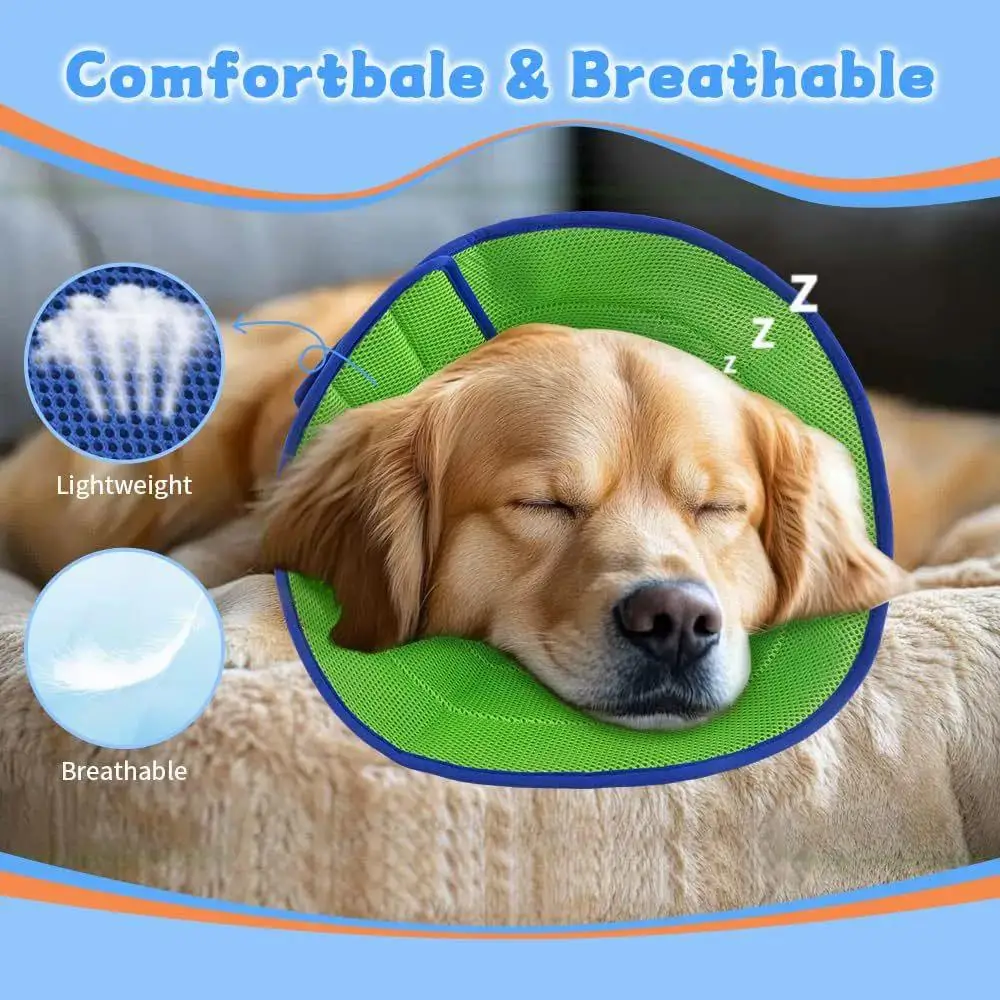 Adjustable Soft Dog Cone Collar Lick-Proof Breathable Cat Dog Protective Collar Comfy Washable Pet Recovery Collar After Surgery