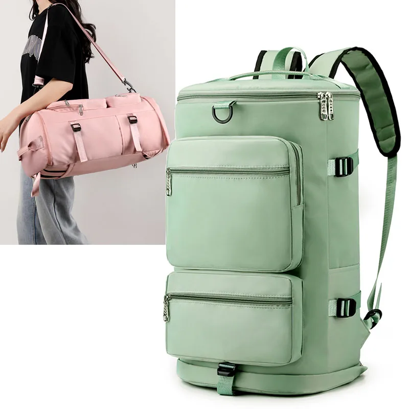 Women Fashion Bucket Backpack Solid Color Large Capacity Travel Bag Multifunction Carry On Luggage Pack Bags Female Shoulder Bag