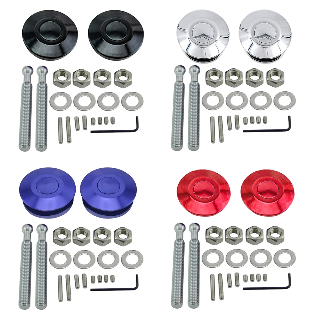 

62mm/2.44" Universal Push Button Billet Hood Pins Lock Clip Kit Quick Latch Engine Bonnet Lock Latch Clip Front Bumper Hood Pin