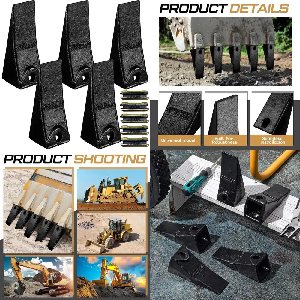 

5 Sets 6737325 Bucket Teeth and Pins for Mini Excavators and Backhoe Skid Steers
