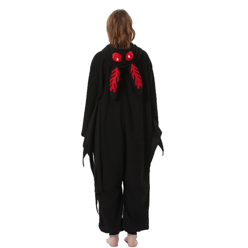 Zipper XXL Mothman Suit Adult Animal Kigurumi Fleece Cosplay Onesie Pajamas Masquerade Cartoon Costume Halloween Party Jumpsuits