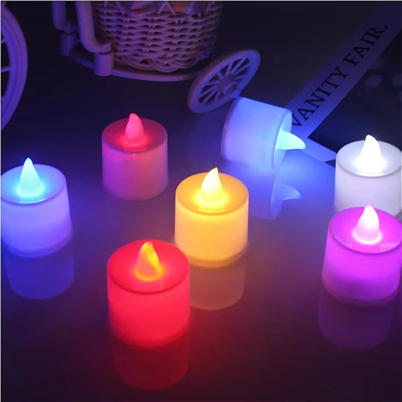 

Flameless Multicolor LED Candle Lights Battery Powered Tea Lights For Home Wedding Birthday Party Decoration Lighting