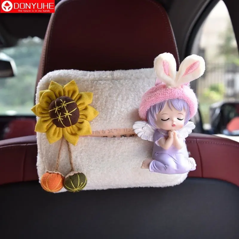 Car Tissue Box Cartoon Cute Car Chair Back Hanging Drawer Box Multifunctional Armrest Box Tissue Box Cover