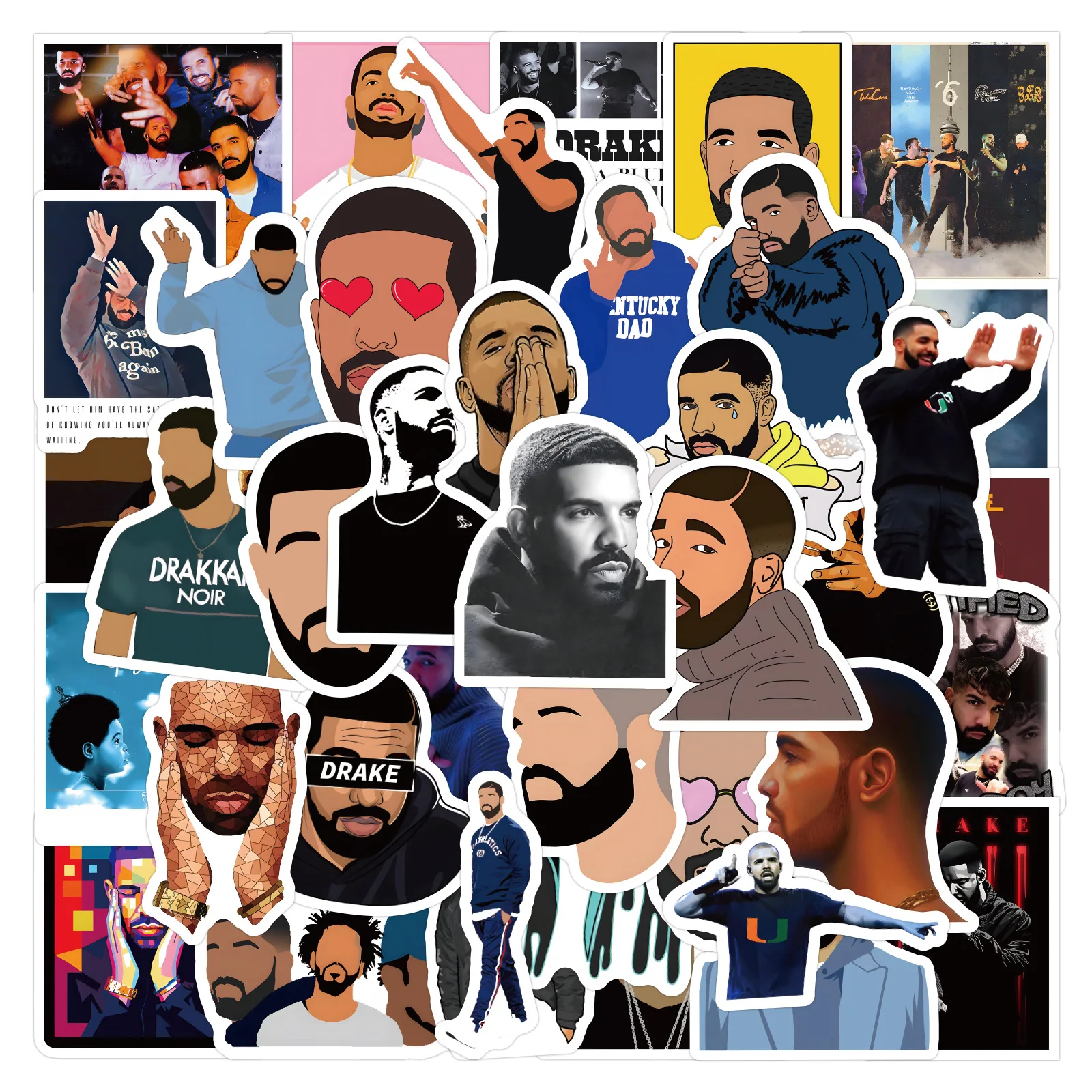 62Pcs Singer Drake Stickers Rap Drake DIY Stickers Scrapbooking Phone Luggage Skateboard Waterproof Decals