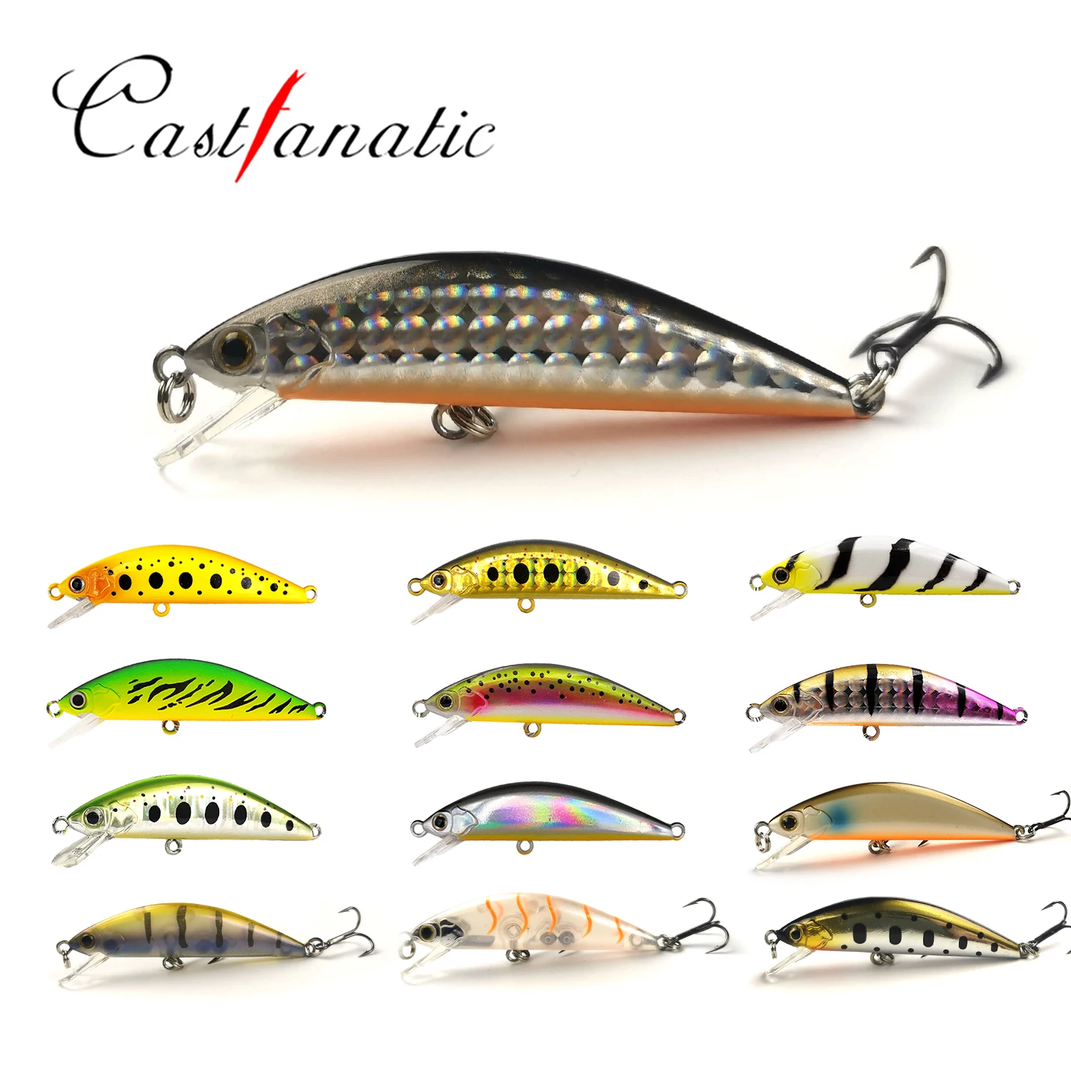 Castfanatic 4.5g Sinking Minnow Lures Sweet55 Crank bait Shad Jerkbait Wobblers Stream Trout Wobblers Fishing Baits Pesca