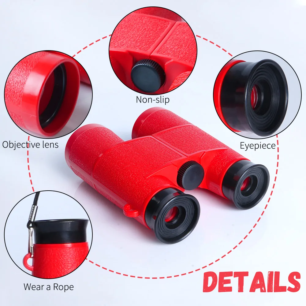 Binoculars for Kids,Children's Telescope,Educational Boy Girl Red Telescope for Outdoor Exploration Handheld,Science Toy for Boy