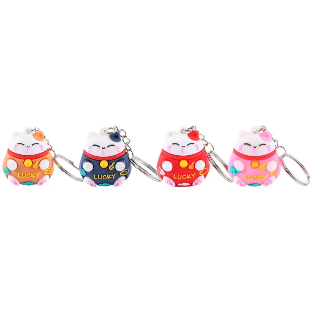 Bag Charm Good Luck Three-dimensional Ornaments Phone Accessory Cartoon Key Ring Lucky Cat Keychain Bag Pendant Car Keyring