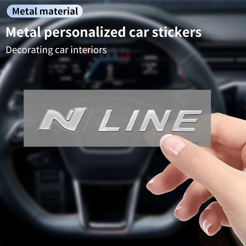 3D Metal Car Stickers Interior Dekoration Sticker Letter Decal For Hyundai N Line I30 I20 IX35 I40 Tucson Veloster Kona Elantra