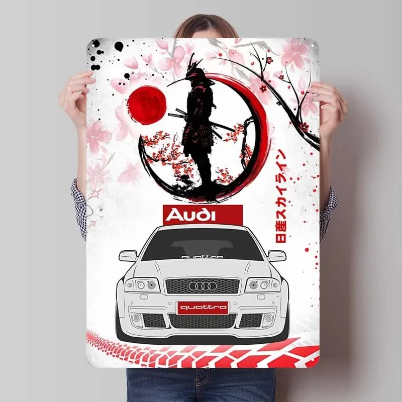 Audi Quattro Tinplate Signs Classic Car Poster Gaming Room Decoration Man Metal Sign for Garage Wall Art Decoration House Decor