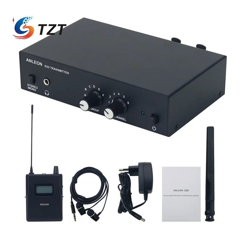 

TZT ANLEON S2D 560-596 МГц стерео цифровая внутриканальная беспроводная система мониторинга RF передатчик и комплект приемника