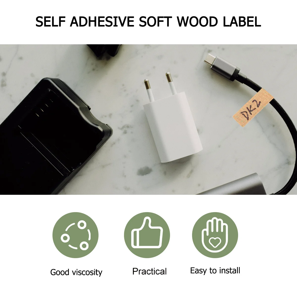 2 مجموعة ملصقات كابل ذاتية اللصق زيت مقاوم للماء علامات سلكية مقاومة للتمزق لوضع علامات على الكابل ملصقات ذاتية اللصق