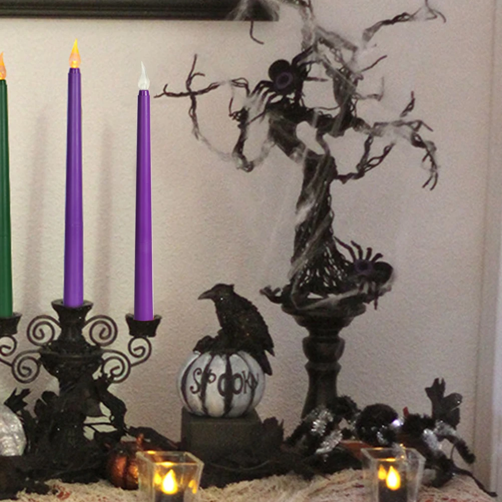 12pcs Led Light Operated Taper Simulated Flameless Candles Decorative Holiday Wedding Party Lights