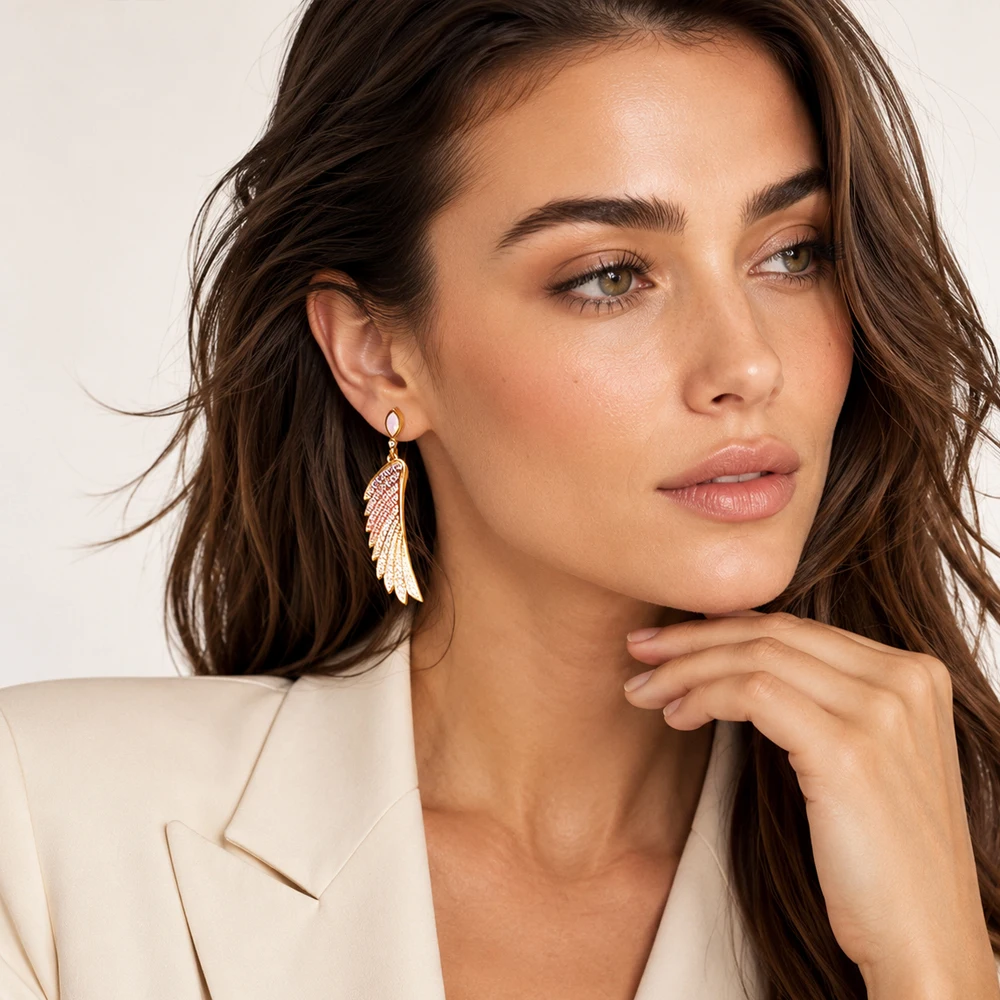 Gold Plated Drop Earrings Colourful Wings Europe Style Summer Fine Jewelry Bohemia Gift For Women 925 Sterling Silver 2