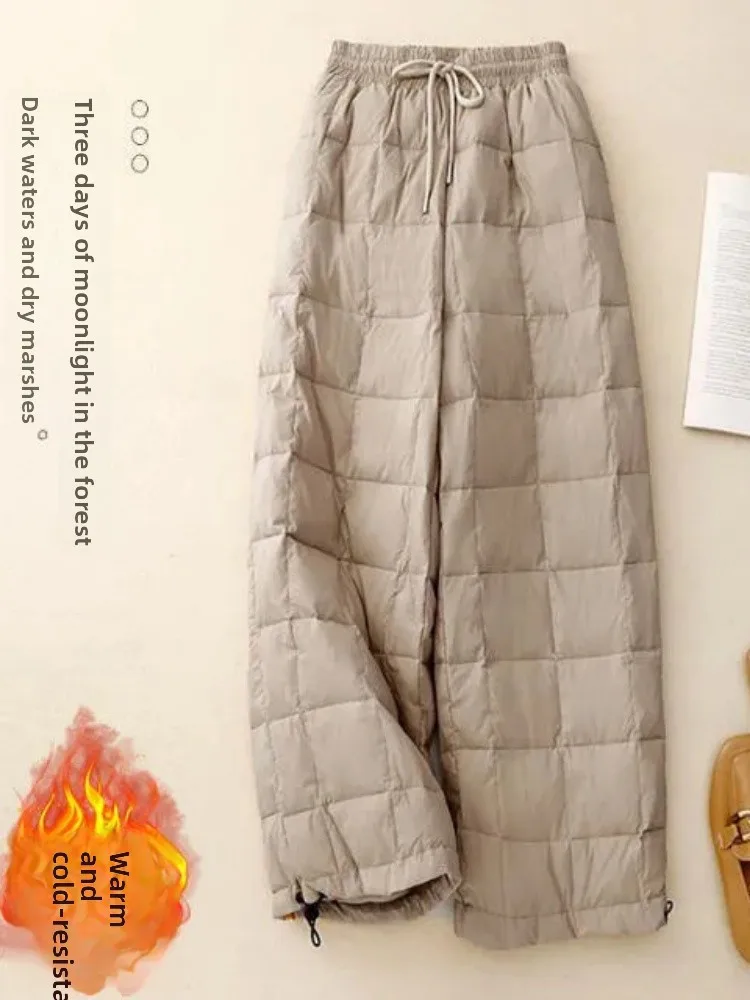 Damen-Baumwollhose mit weitem Bein, Oberbekleidung, hohe Taille, gerader Schnitt, Pendlerhose, Reißverschluss, Wärme, Spaß...