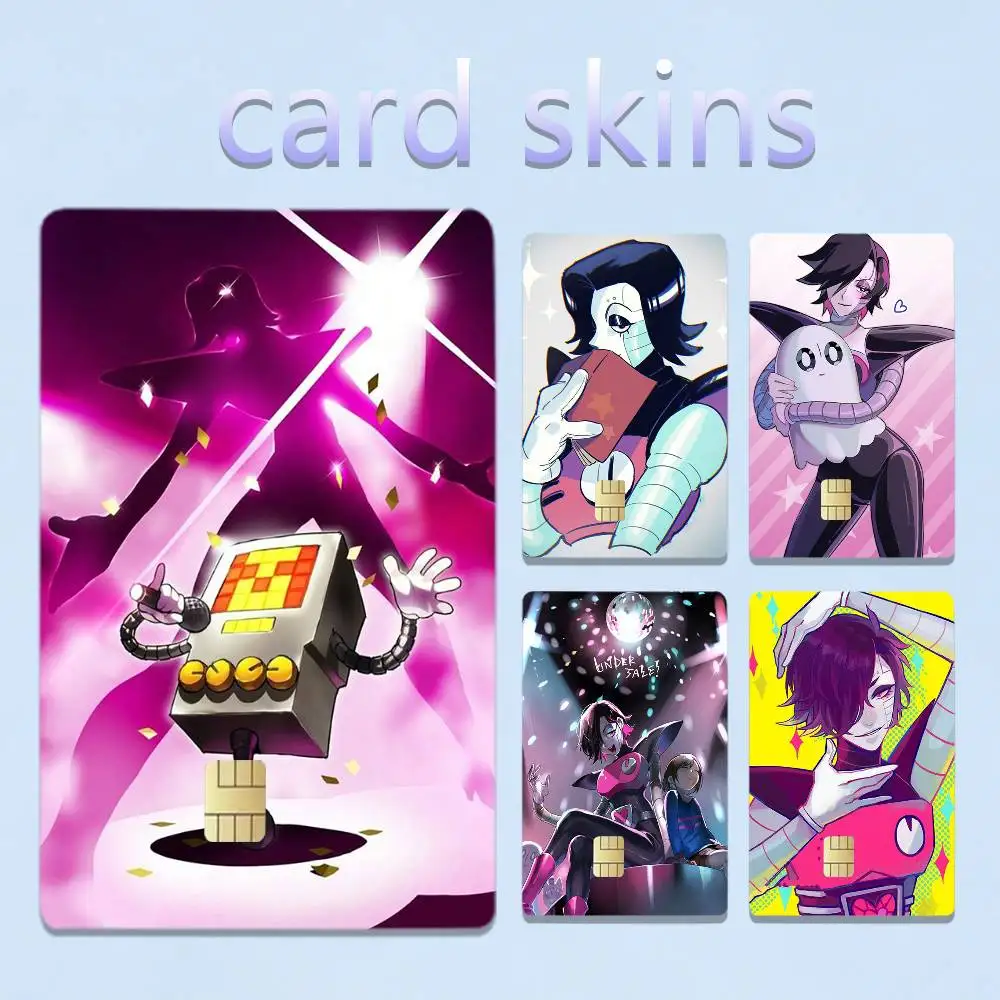 M-mettaton undertale 4pcs 1Set Card Stickers Small Waterproof Chip 4PCS Card Sticker Anti-Scratch