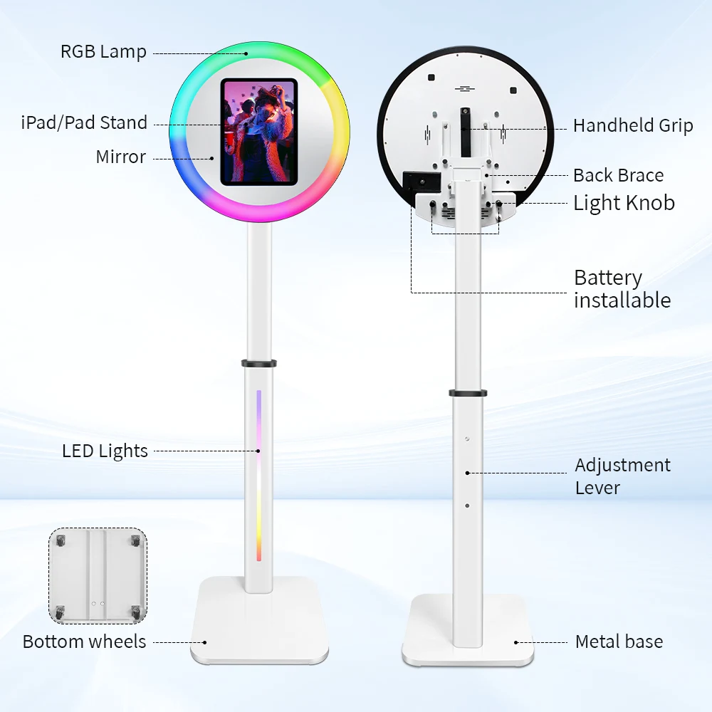 Adjustable Photo Booth For 11inch Pro iPad Selfie Photo Booth with 2 Panels For Party Weddings Events Photobooth