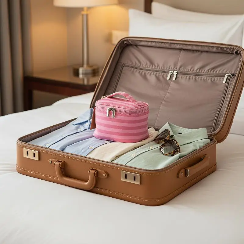 Trousse de Maquillage à Rabat avec Miroir, Grande Capacité Portable, Pochette de Voyage pour Cosmétiques en Vrac